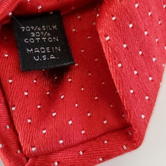 IKE BEHAR RED POLKA DOT SILK COTTON BLEND TIE 3 3/8" BY 60" - Picture 4 of 7
